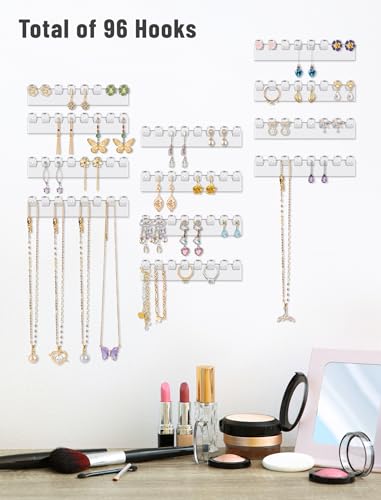 NiHome 12-Pack Wall-Mounted Jewelry Organizer with 96 Hooks