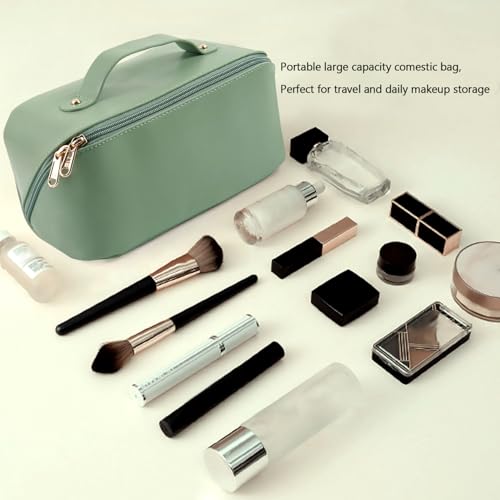MAMUNU Green Large Capacity Cosmetic Bag - Travel Makeup Organizer
