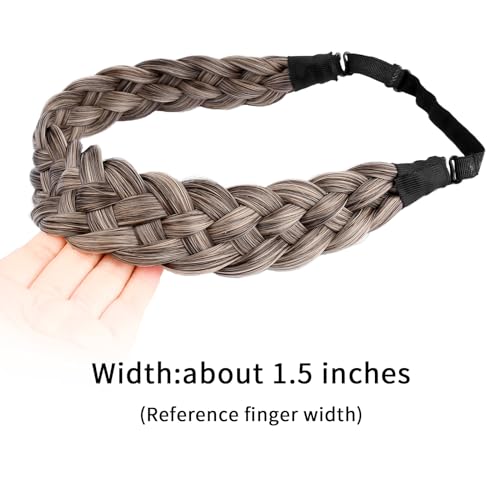 Gledola Gray Brown Synthetic Hair Braid Headband for Women & Girls - 5 Strands