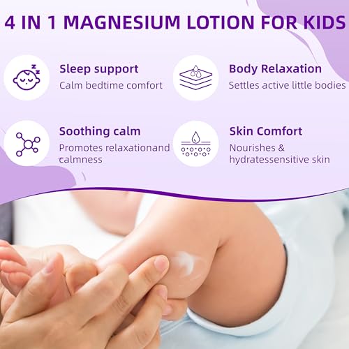 Lavender Magnesium Lotion for Kids - Non-Greasy Body Cream, 4 oz