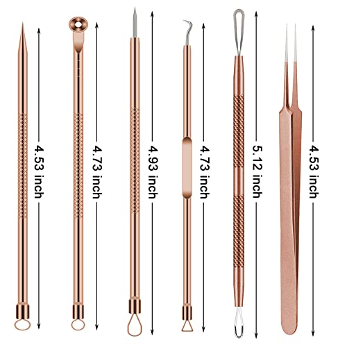 BLAAROOM Rose Gold 6-Piece Pimple Extractor Kit - Blackhead & Acne Removal Tools