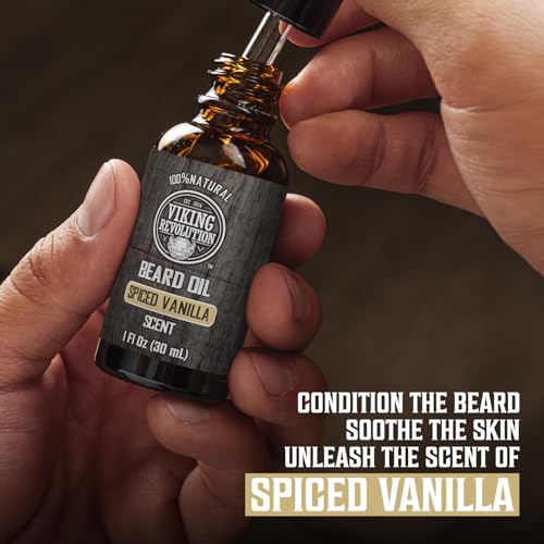 Viking Revolution Spiced Vanilla Beard Balm & Oil Bundle - 1.5oz Pack of 2 for Men