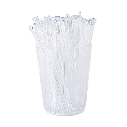 Gmark 6-Inch Clear Plastic Swizzle Sticks, 100 Pack Stirrer