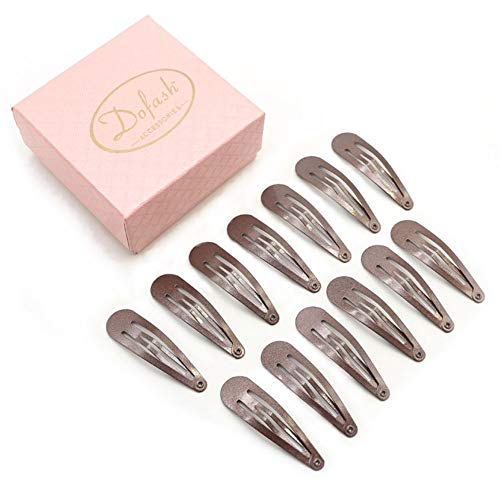 20-Pack Metal Brown Snap Hair Clips for Women, Small Hair Barrettes, Thick Hair Accessories