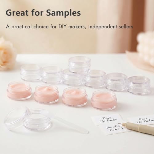 25 Count 3g Sample Containers with Labels & Spatulas - Leak-Proof