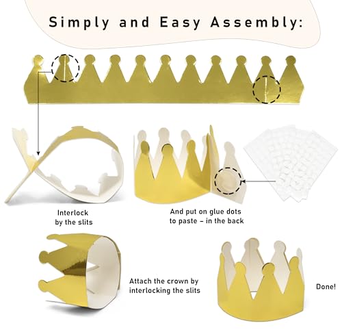100 Pack Gold Crown Napkin Rings - Festive Table Decor