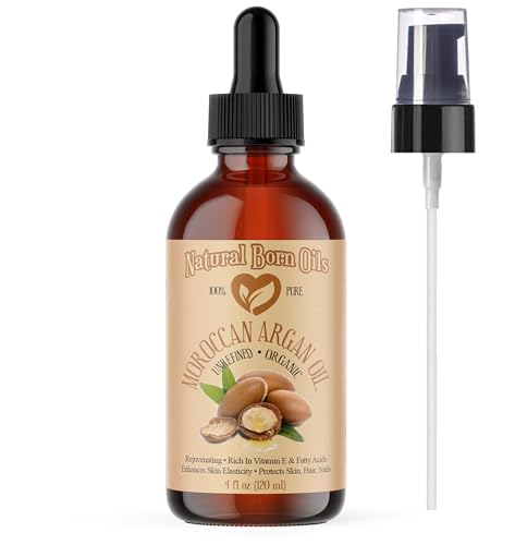 100% Pure Moroccan Argan Oil 4oz - Cold-Pressed Moisturizer for Skin & Hair