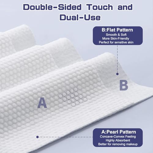BODFPPC Disposable Face Towel, 100% Cotton Dry Wipes - 200 Count, Unscented