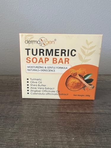 DERMAXGEN Organic Turmeric Soap Bar 7 oz – Turmeric Face & Body Soap (Pack of 1, 1 Ounce variant available)