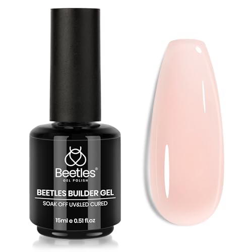 Beetles Builder Gel for Nails-Cover Nude Translucent 8 in 1 Nail Thickening Strengthening Building Instant Apex for Beginner DIY Salon at Home,Natural Nude Builder Nail Gel, UV & LED Lamp Cured Needed