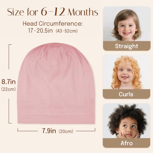 OLESILK Pink Baby Bonnet 6-12 Months - Anti-Frizz Tangle-Free Protective Hat