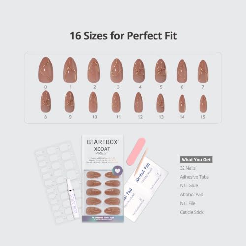 BTArtbox Press On Nails - Radiant Ribbons, Medium Almond, 32Ct