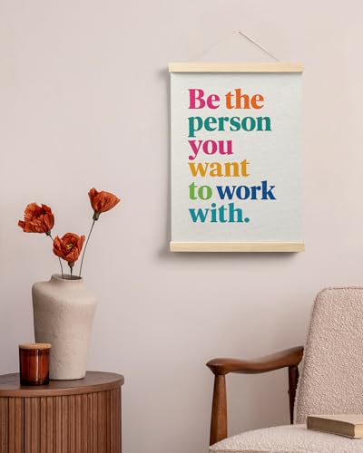 Motivational Office Wall Art Poster with Wooden Hanger - 12x16 Inch