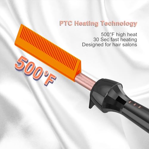 DAN 500°F Hot Comb for Hair & Wigs, Professional Straightener with Adjustable Temp