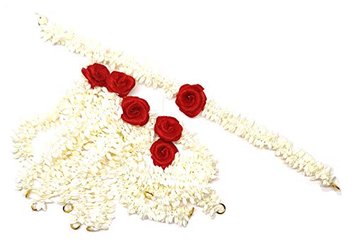 Pretty Charming Artificial Hair Gajra with Red Flower - Set of 6