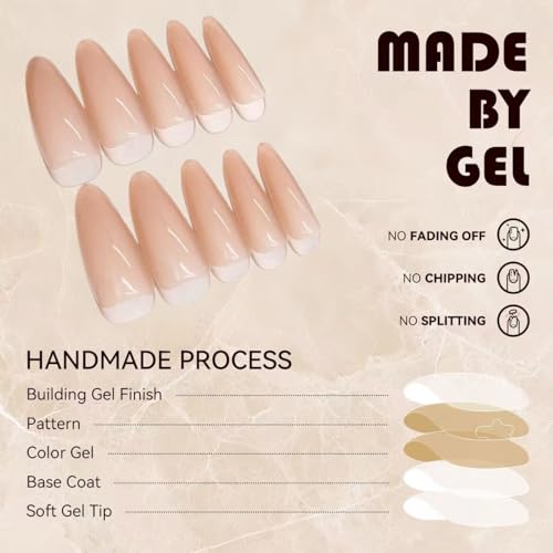 Nude Almond Press-On Nails - Salon Quality, 24 Pc Natural Look & Easy Application
