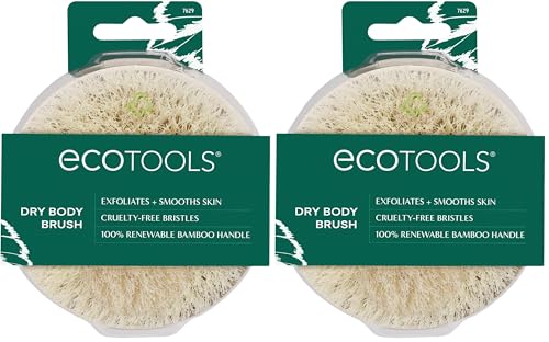 EcoTools Dry Body Brush for Exfoliation, Vegan Bamboo Handle - 2 Pack