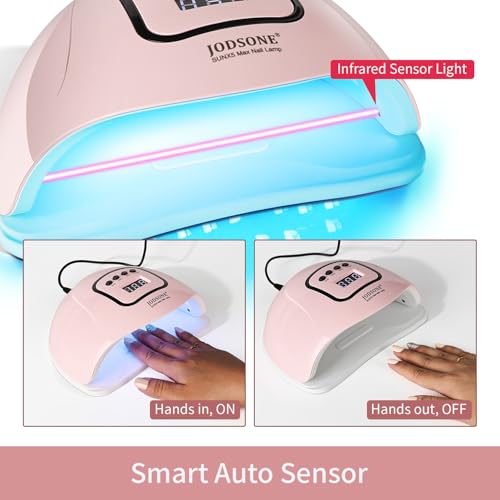 JODSONE Pink U V Nail Lamp for Gel Nail Polish Manicure Light with 4 Timers & Automatic Sensor Nail Dryer Curing LED Light