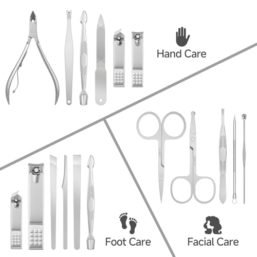 15-Piece Stainless Steel Nail Clippers Set with Leather Case