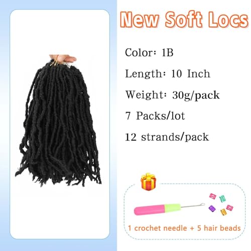 Cohariss 10-Inch Soft Faux Locs Crochet Hair - 7 Packs Pre-Looped Braids