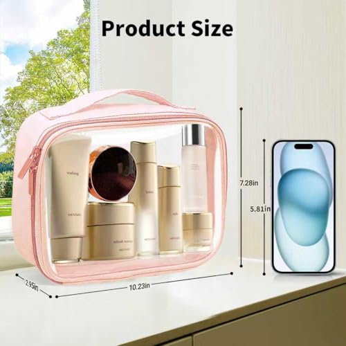 2-Pack Clear Travel Toiletry Bags, TSA Approved Cosmetic Organizer with Handle