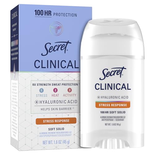 Secret Clinical Strength Antiperspirant Deodorant for Women - 100 Hour Sweat Protection with Hyaluronic Acid, 1.6 oz