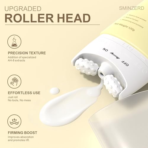 Neck Firming Cream with Roller - Anti-Aging Moisturizer for Crepey Skin