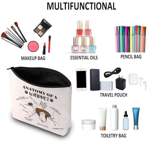 Anatomy Of Whippet Makeup Bag - Funny Gift for Dog Lovers