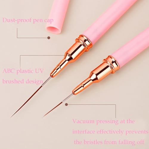 5Pcs Nail Art Brush Set - Metallic Fine Detail Painting Tools