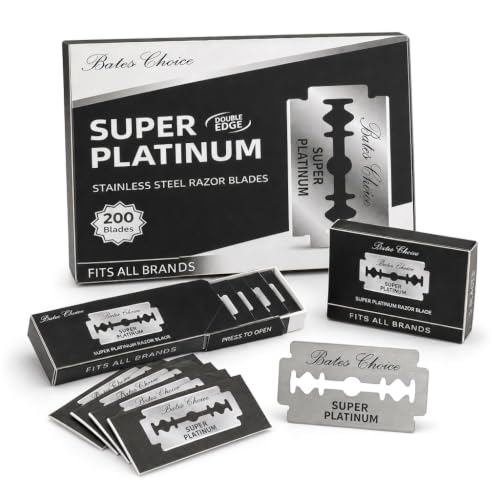 Bates Double Edge Razor Blades - 200 Count Platinum Coated Stainless Steel