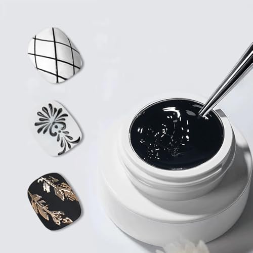 Black 3D Nail Sculpting Gel - Non-Wipe Solid Gel for Art