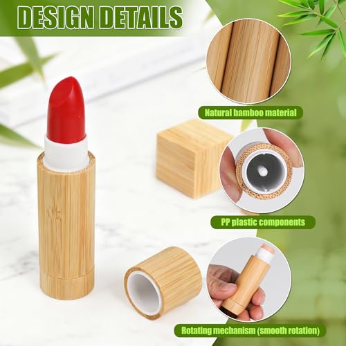 12Pcs Bamboo Refillable Lip Balm Containers 5g DIY Lipstick & Gloss Tubes