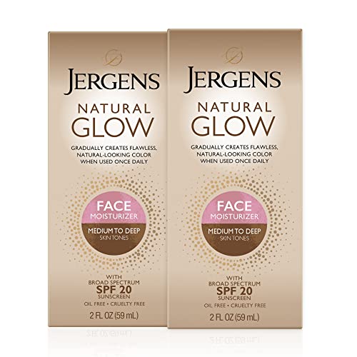 Jergens Natural Glow Face Self Tanner Lotion SPF 20 - Medium/Deep, 2 oz, 2-Pack