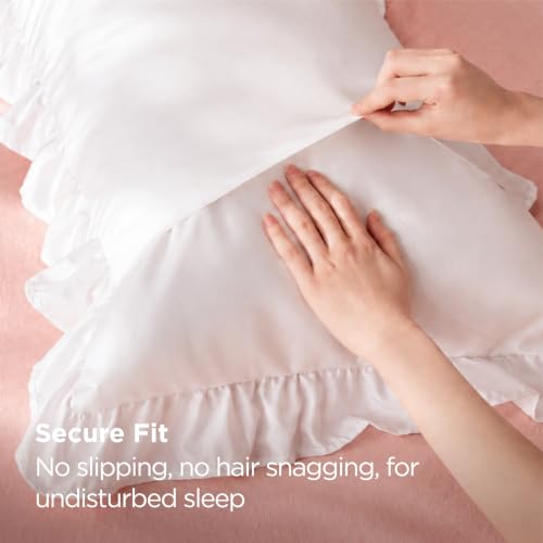 Bedsure White Ruffle Pillow Cases Set of 2 | 20" x 26" Microfiber Shams