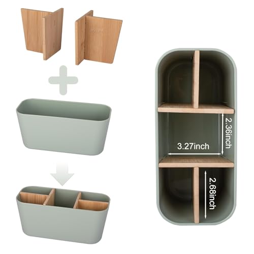 Electric Toothbrush and Toothpaste Organizer with Bamboo Divider