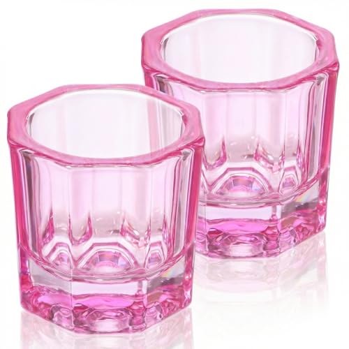2 PCS Pink Glass Dappen Dish for Nail Art & Monomer Use