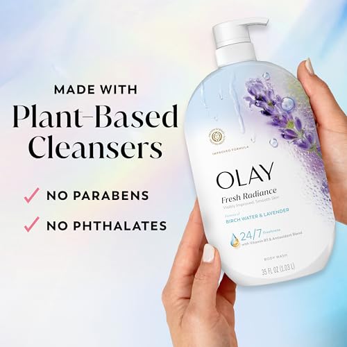 Olay Fresh Radiance Body Wash, Birch Water & Lavender, 35 Fl Oz - Plant-Based Cleanser