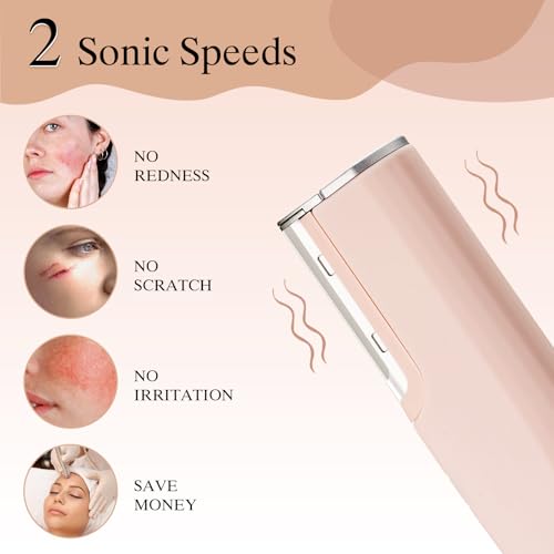 pvqKing Sonic Dermaplaning Tool for Women - Rechargeable Pink Face Razor