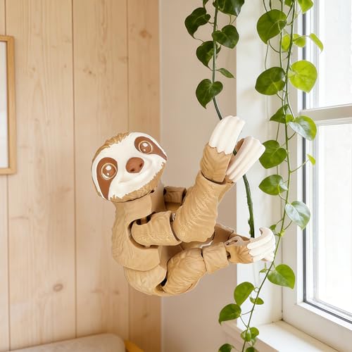 Articulated 3D Printed Sloth Toy with Flexible Joints - 5.5" Home Decor