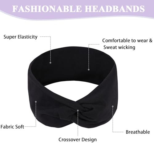 4-Pack Women's Black Headbands - Stretchy Anti-Slip Design for Yoga & Everyday Use