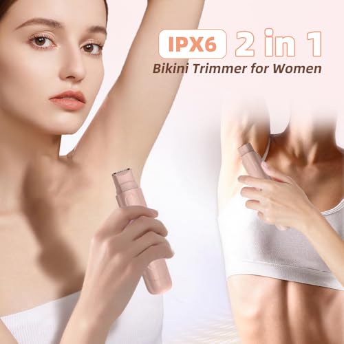 MONIAN Pink 2-in-1 Women's Electric Body & Bikini Trimmer, Waterproof Wet & Dry, Dual Head