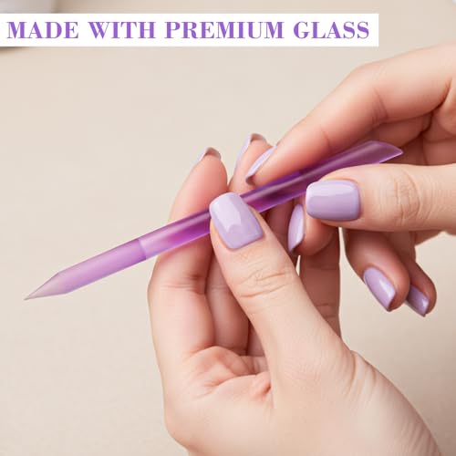 Glass Cuticle Pusher Set of 4 - Reusable Manicure Stick for Nail & Cuticle Care