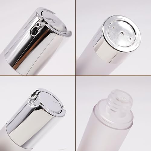 6-Pack 50ml Airless Pump Bottles - Refillable Travel Cosmetic Containers