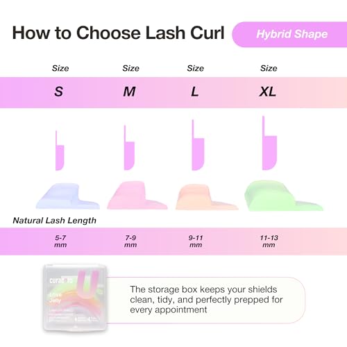 CURACORO Lash Lift Shields, 8-Piece Reusable Silicone Rods Set (4 Sizes)