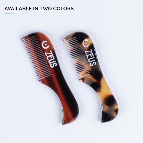 ZEUS Tortoiseshell Handmade Mustache Comb Pack of 3 - Portable & Fine-Tooth