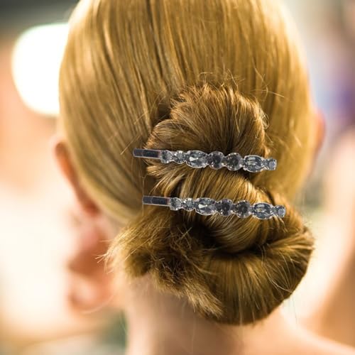 Lurrose Black Rhinestone Bobby Pins 2-Pack Elegant Hair Accessories