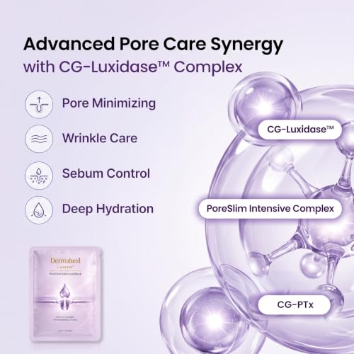 Dermaheal Luxidase Pore Refining Sheet Mask - Hydrating, Wrinkle & Sebum Control, 3 Pack