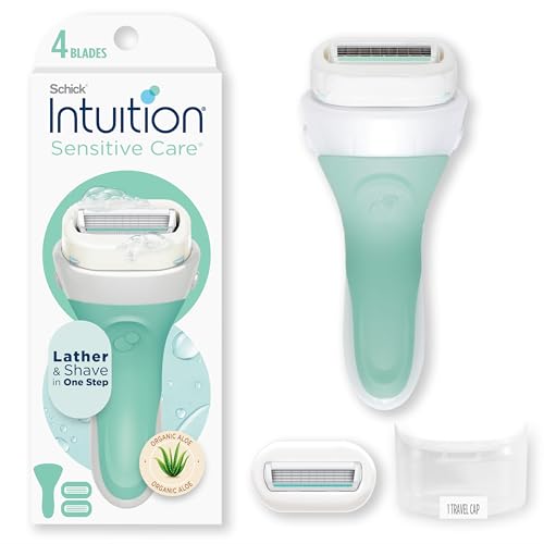 Schick Intuition Razors for Women with Sensitive Skin | 1 Razor & 2 Intuition Razor Blades Refill with Organic Aloe