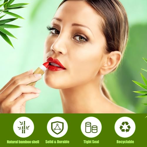 12Pcs Bamboo Refillable Lip Balm Containers 5g DIY Lipstick & Gloss Tubes