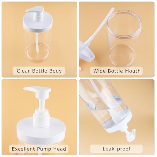 DynnnDy 1000ml Refillable Clear Pump Bottles - Large Capacity Shampoo & Lotion Dispenser, Pack of 3